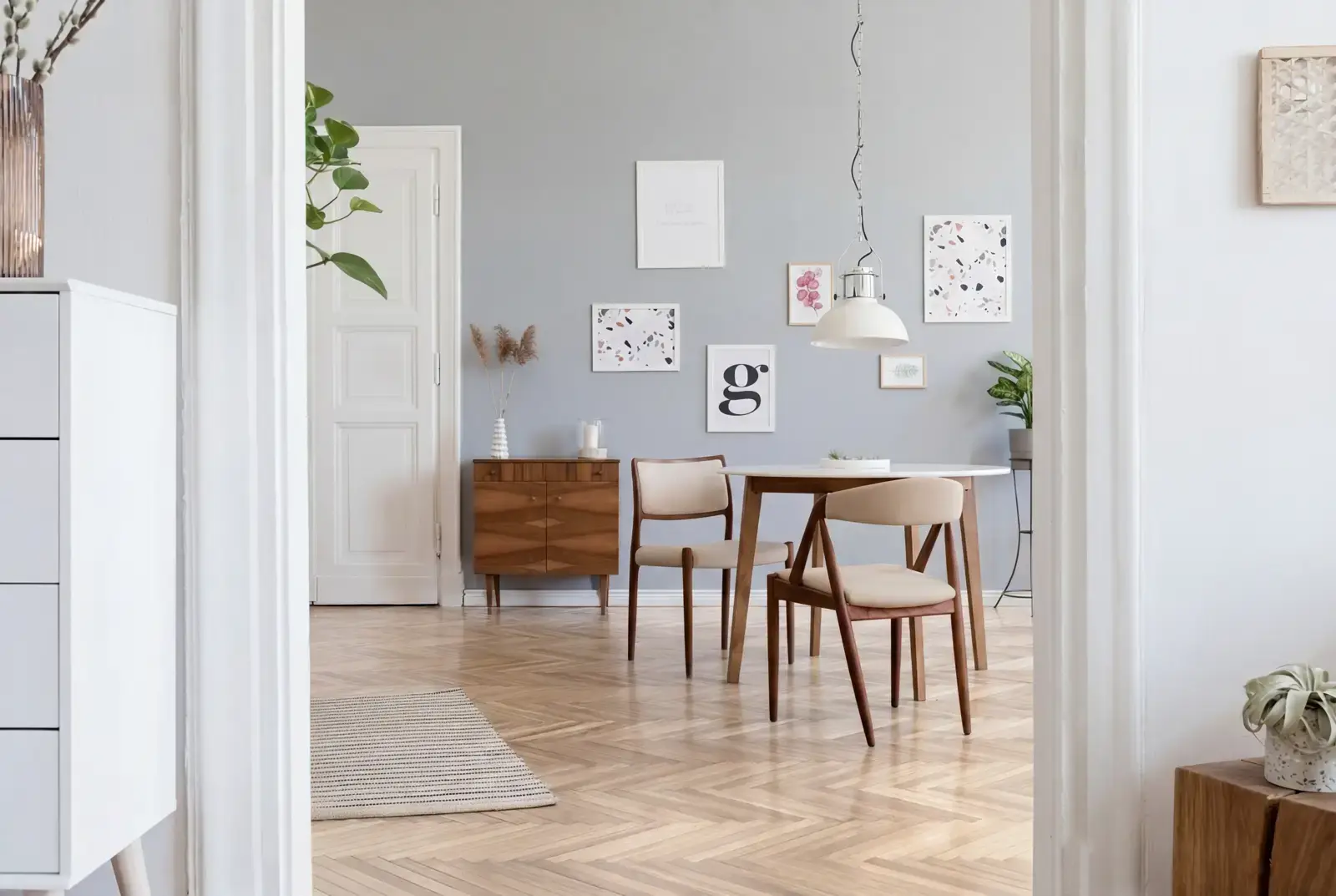 Lamelparket eiken visgraat - Okavango Noestarm Geborsteld Krijtwit