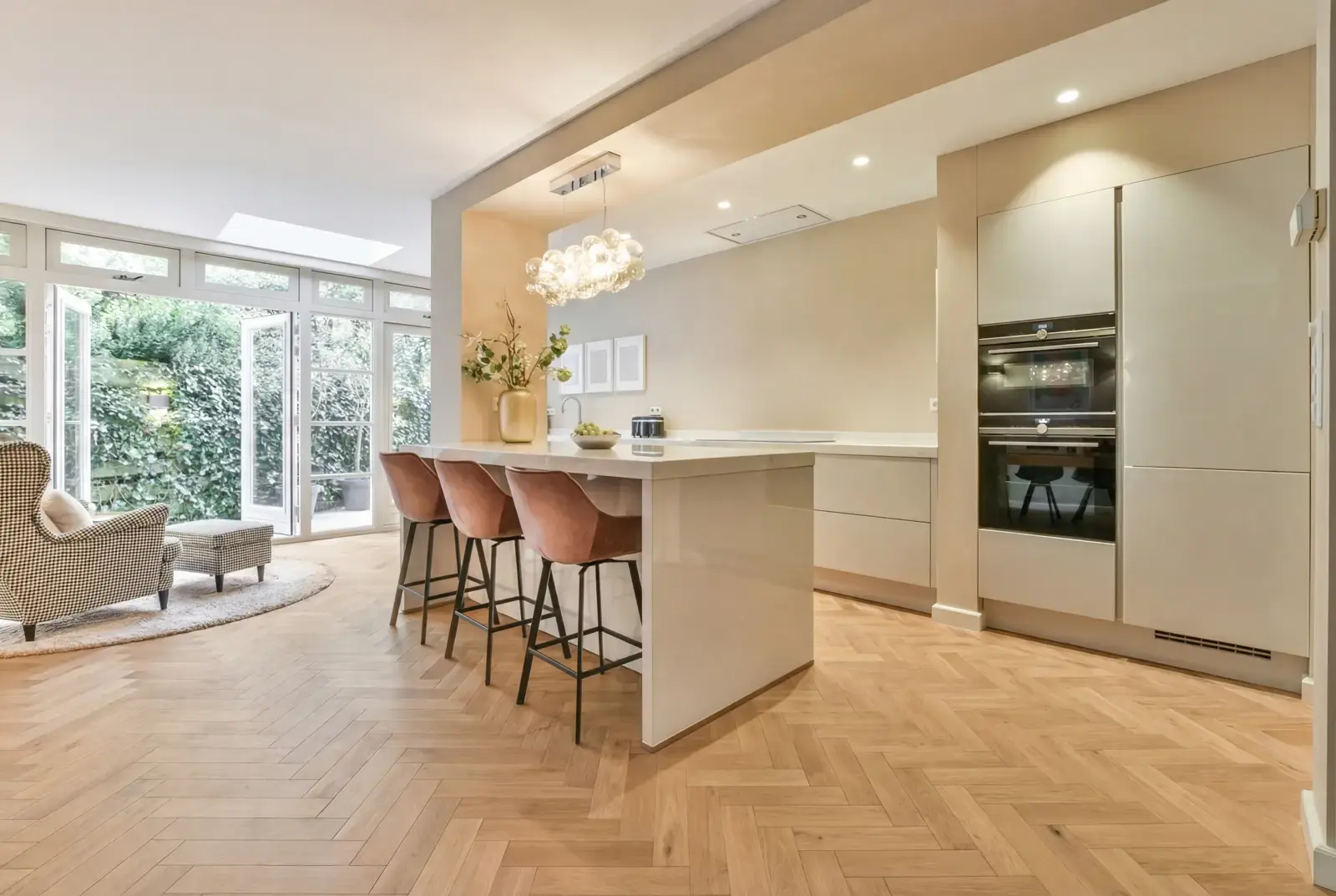 Lamelparket eiken visgraat - Okavango Noestarm Geborsteld Naturel