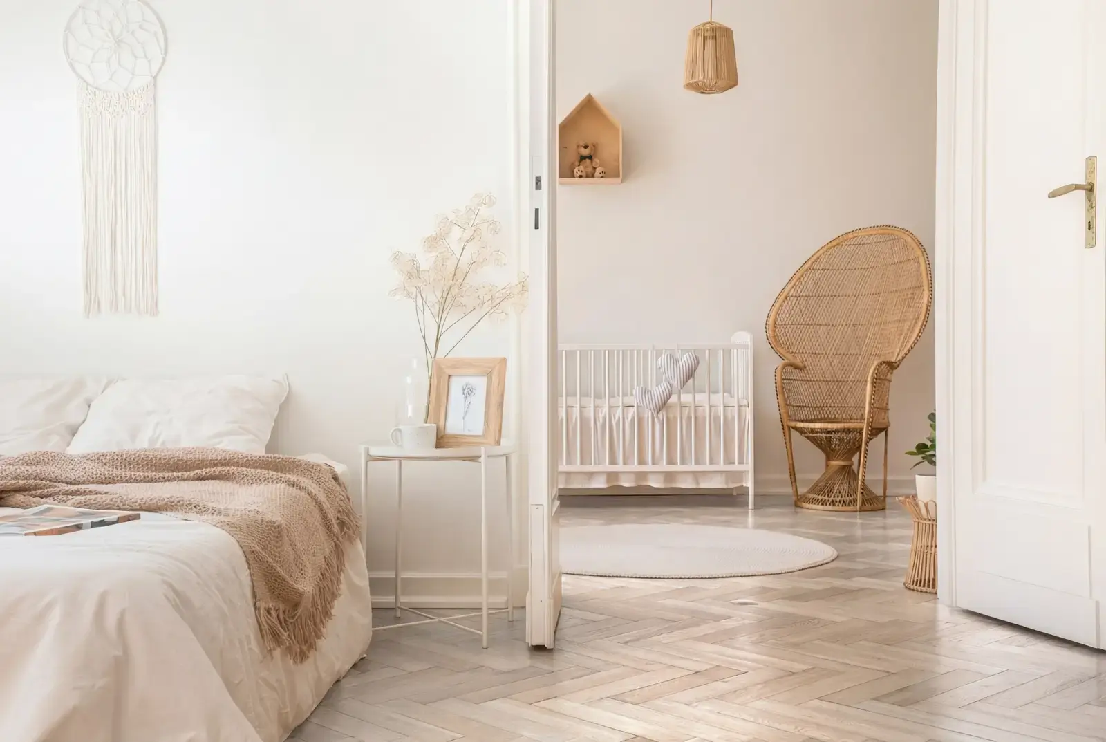 Lamelparket eiken visgraat - Okavango Noestarm Geborsteld Whitewash