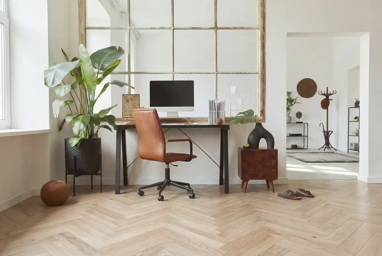 Lamelparket eiken visgraat - Okavango Noestarm Geborsteld Whitewash