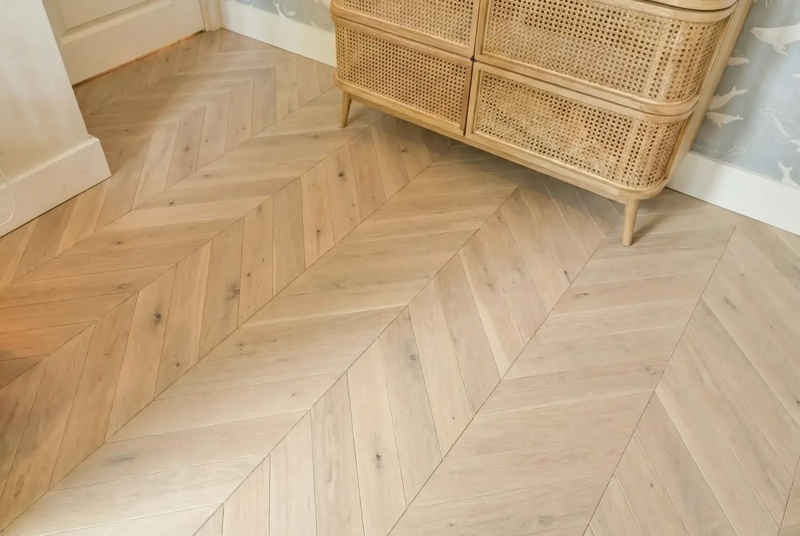 Multiplank eiken Hongaarse Punt - Orkney Noestarm Krijtwit